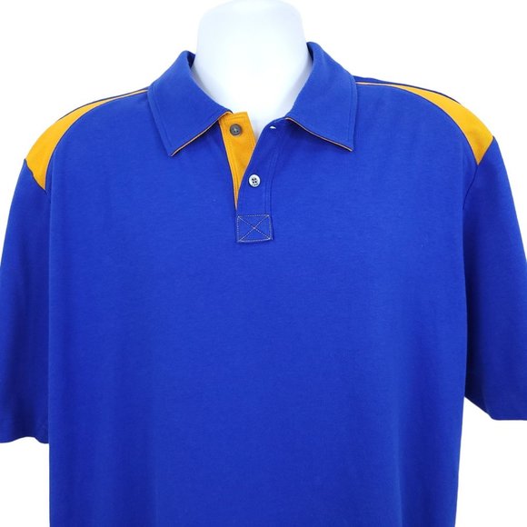 C-Buk Cutter Buck Polo Golf Shirt Mens Size XXL Top Short Sleeve Blue Gold - Picture 3 of 12